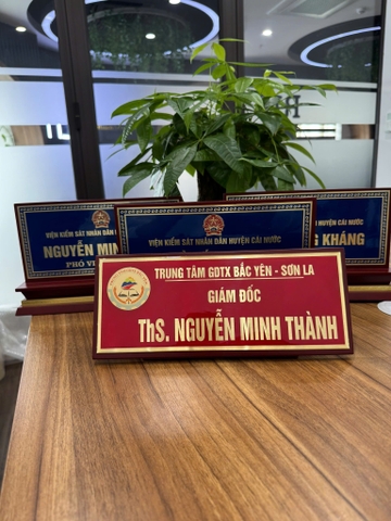 Biển Chức Danh Tam Giác Đổ Keo Gỗ Đồng 01 Mặt 12x29cm