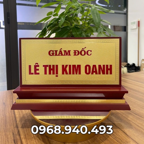 Biển Chức Danh Tam Cấp Gỗ Đồng 01 Mặt 12.5x25cm