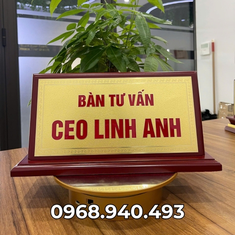 Biển Chức Danh Gỗ Đồng Nghiêng Phẳng 13x26cm