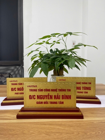 Biển Chức Danh Tam Cấp Mặt Đồng 2mm 11x22cm (Mẫu Viettel)