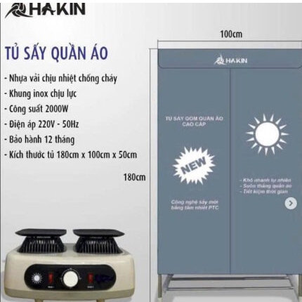 Tủ sấy quần áo Hakin 2000W HK333
