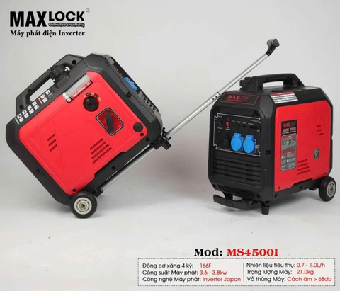 Máy Phát Điện Chạy Xăng Maxlock MS4500I (Inverter - siêu cách âm) (3.8KW - Khởi động điện)