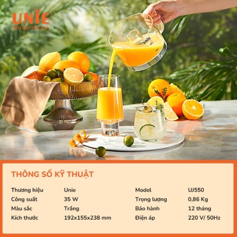 Máy vắt cam UNIE UJ550 dung tích 700ml, 5 cối ép đa dạng, dễ dàng vệ sinh