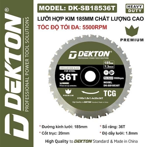 Lưỡi hợp kim 185mm Dekton DK-SB18536T