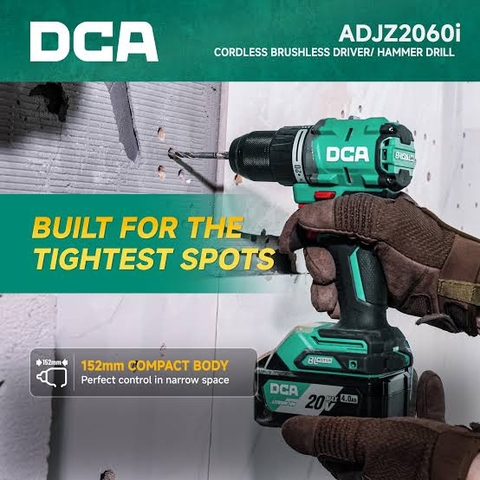 Máy Khoan Vặn Vít Dùng Pin DCA ADJZ2060i 20V 60Nm 2 Pin 4.0Ah Khoan Gỗ 38mm Thép 13mm