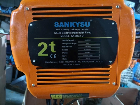 Pa lăng xích điện SANKYSU KKBB02-01 2 tấn cố định 220V