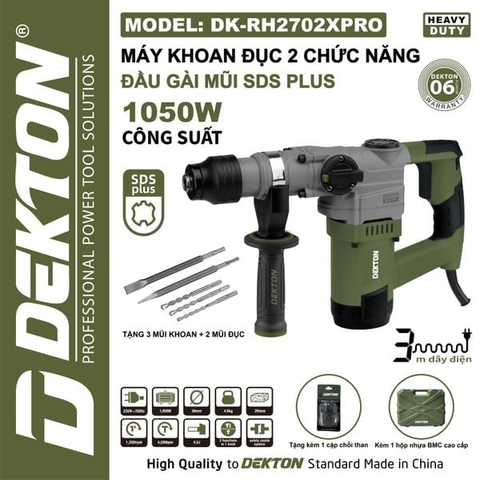 Máy khoan đục 2 chức năng DEKTON DK-RH2702XPRO 1050W