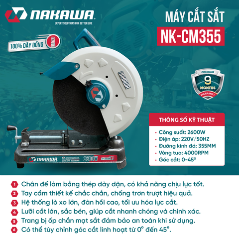 Máy cắt sắt NAKAWA NK-CM355 2600W