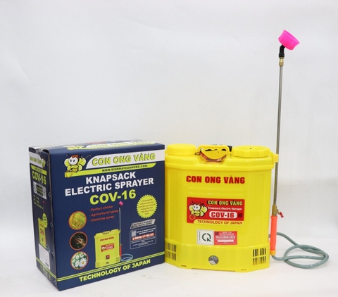 Máy phun thuốc trừ sâu, côn trùng điện Con Ong Vàng COV-16 Vàng Bình ắc quy 12V8Ah