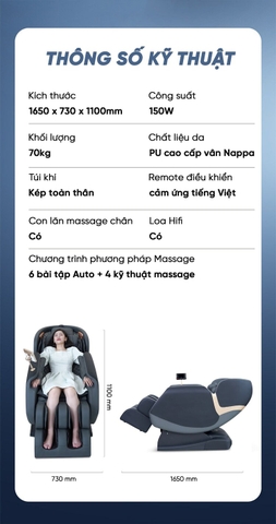 Ghế massage Queen Crown QE 455 Lux