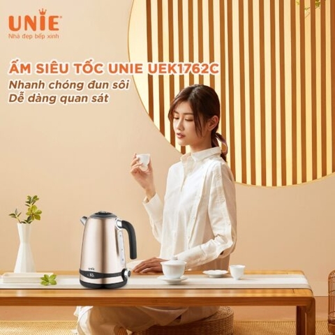 Ấm siêu tốc UNIE UEK1762C dung tích 1.7L, công suất 2200W, dễ dàng tuỳ chỉnh nhiệt độ nước