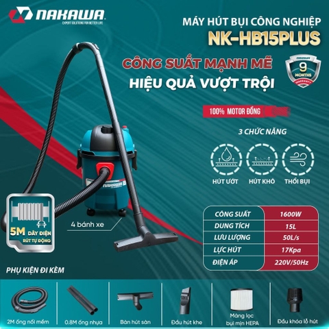 Máy hút bụi công nghiệp NAKAWA NK-HB15PLUS 1600W