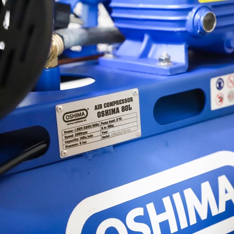 Máy nén khí OSHIMA 80L 1.5HP Xanh Điện 1 pha (có dầu, nhanh, dây đồng)