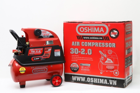 Máy nén khí Oshima 30-2.0 2.0HP Đỏ Điện 1 pha (có dầu, nhanh, dây đồng)