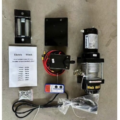 Máy tời acqui 12v TOBOKI TK-4500LBS 10m 2000KG (lực kéo ngang) Có điều khiển từ xa