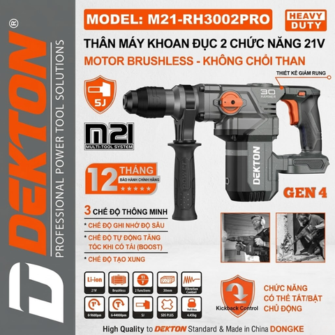 Máy Khoan Đục 2 Chức Năng 21V Dekton M21-RH3002PRO