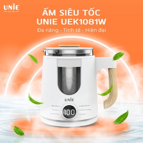 Ấm siêu tốc đa năng 6in1 UNIE UEK1081W màn hình hiển thị điện tử, chất liệu thủy tinh bền bỉ