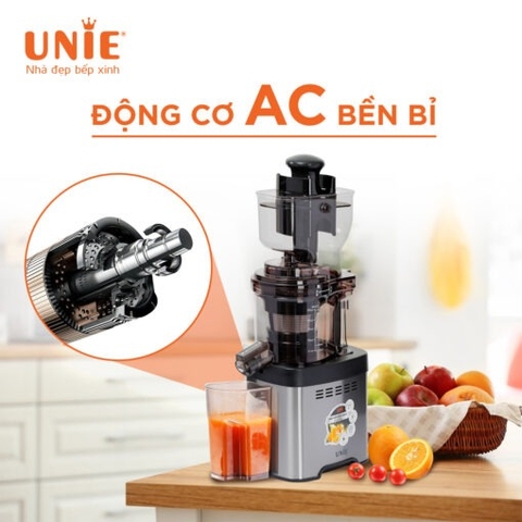 Máy ép chậm UNIE USJAC91S công suất 400W, ống tiếp nguyên liệu 82mm, vận hành êm ái (độ ồn <60dB)