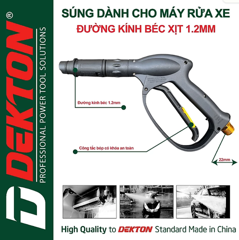 Súng Phun Xịt Rửa Xe Dekton Lõi Kim Loại 1.2mm PT101-GUN2 Chính Hãng