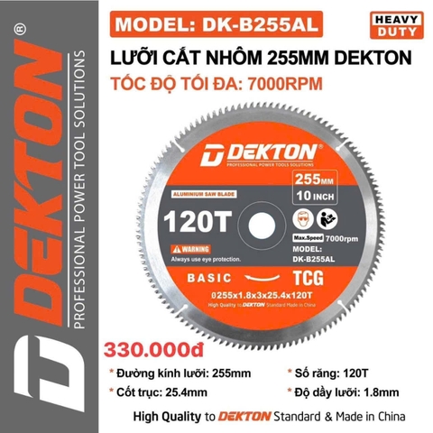 Lưỡi cắt nhôm và gỗ 255mm Dekton DK-B255AL ( 120 răng )