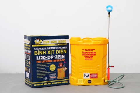 Máy phun thuốc trừ sâu, côn trùng điện Con Ong Vàng Li20-DP-2pin Vàng Pin lithium 12V8Ah-SP