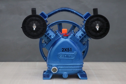 Đầu của máy nén khí OSHIMA 2x51 1/2HP~1HP Xanh đậm (hoạt động bằng sức kéo động cơ)