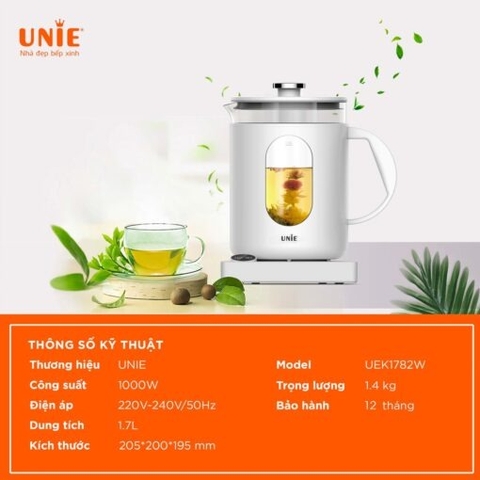 Ấm siêu tốc cao cấp 6 chức năng UNIE UEK1782W – Hẹn giờ, tùy chỉnh nhiệt độ nước