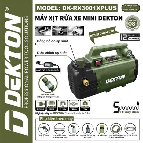 Máy xịt rửa xe mini 1350W Dekton DK-RX3001XPLUS
