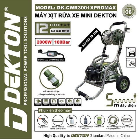 Máy xịt rửa xe mini Dekton DK-CWR3001XPROMAX 2000W