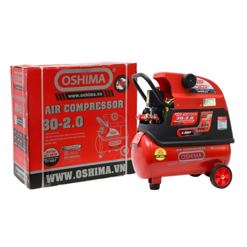 Máy nén khí Oshima 30-2.0 2.0HP Đỏ Điện 1 pha (có dầu, nhanh, dây đồng)