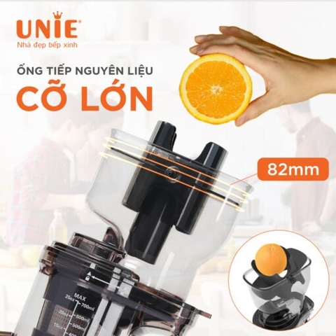 Máy ép chậm UNIE USJAC91S công suất 400W, ống tiếp nguyên liệu 82mm, vận hành êm ái (độ ồn <60dB)