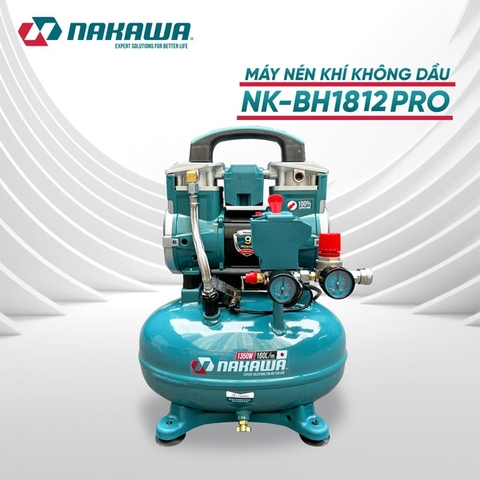 Máy nén khí không dầu, tốc nhanh, siêu êm Nakawa NK-BH1812PRO - 12 lít 1350W