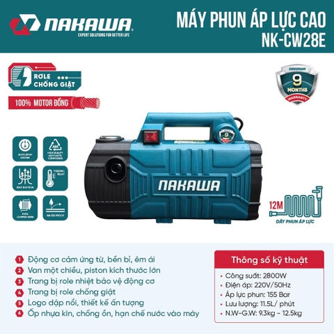Máy phun áp lực NAKAWA NK-CW28E (không chỉnh áp)