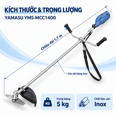MÁY CẮT CỎ PIN YAMASU YMS-MCC1400 CÔNG SUẤT 1400W