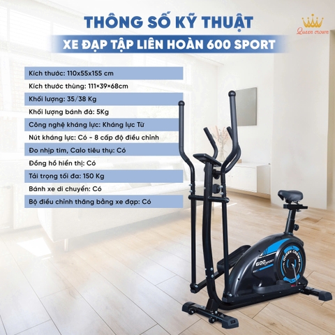 Xe đạp tập toàn thân Queen Crown QC 600 Sport