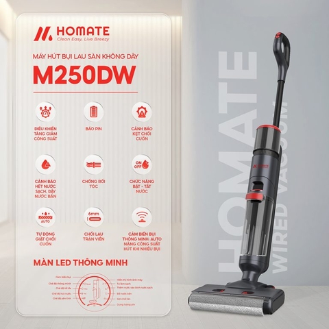 Máy hút bụi lau sàn không dây HOMATE M250DW