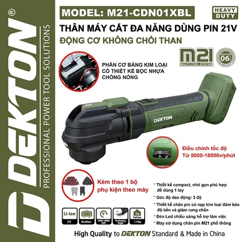 Máy cắt rung đa năng dùng pin Dekton M21-CDN01BL