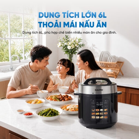 Nồi áp suất điện KALITE KPC6001, Hầm nhanh mềm nhừ, 12 chế độ nấu tự động