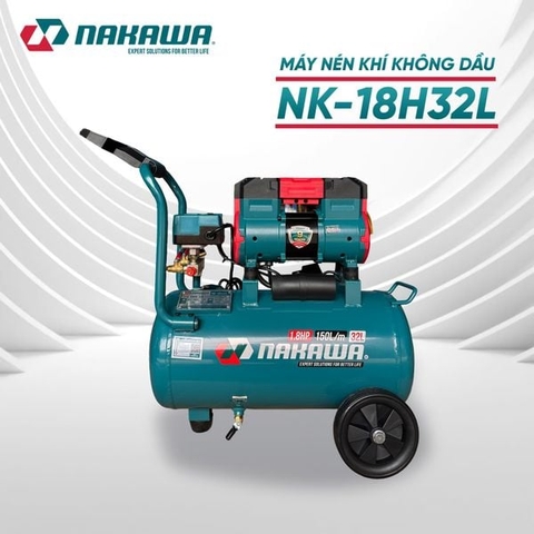 Máy nén khí không dầu, tốc nhanh, siêu êm NAKAWA NK-18H32L - 32 lít