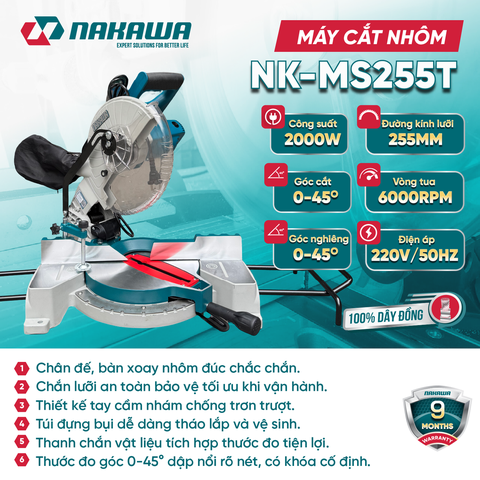 Máy cắt nhôm NAKAWA NK-MS255T
