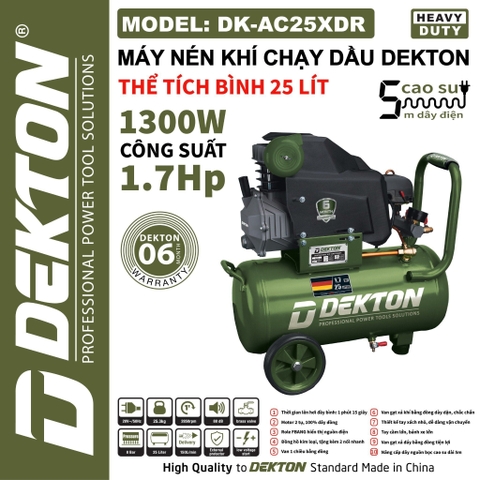 Máy nén khí có dầu Dekton DK-AC25XDR 1.7Hp 25L