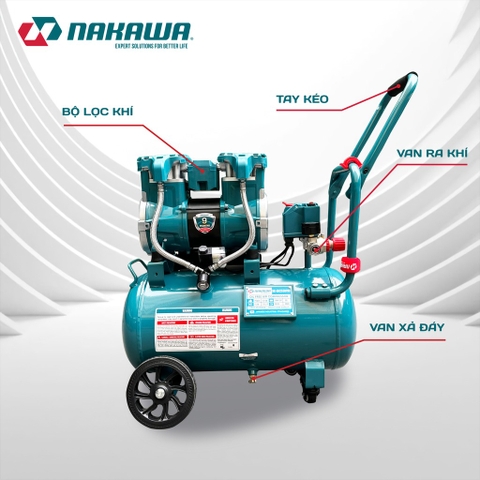 Máy nén khí không dầu, tốc nhanh, siêu êm Nakawa NK-BH2530PRO - 30 lít 1875W