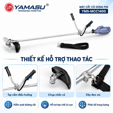 MÁY CẮT CỎ PIN YAMASU YMS-MCC1400F CÔNG SUẤT LỚN 1400W