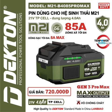 Pin Dekton M21-B4085PROMAX 21V 4.0Ah 10Cell