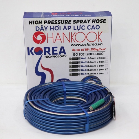 Ống nhựa PVC Hankook No.5 8.5mm x 50m Xanh dương