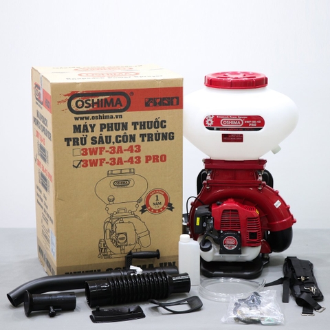Máy phun thuốc trừ sâu côn trùng động cơ OSHIMA 3WF-3A-43 Pro Đỏ 2 thì (3 chức năng)
