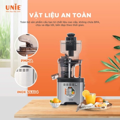 Máy ép chậm UNIE USJDC71S công suất 400W, ép kiệt bã tối ưu, giữ trọn 98% dưỡng chất trong rau củ quả