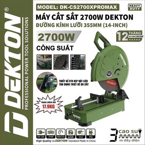 Máy cắt sắt 2700W Dekton DK-CS2700XPROMAX đường kính lưỡi 355mm