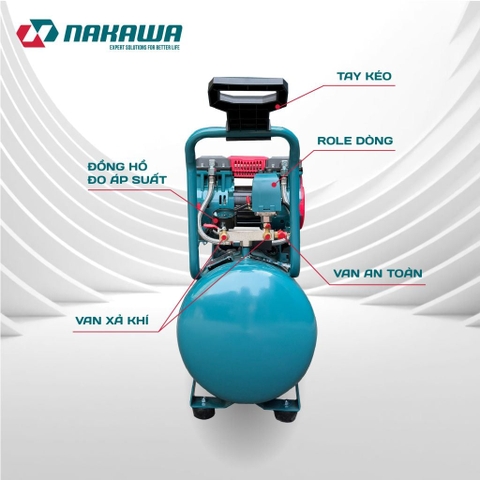 Máy nén khí không dầu, tốc nhanh, siêu êm NAKAWA NK-36H48L - 48 lít
