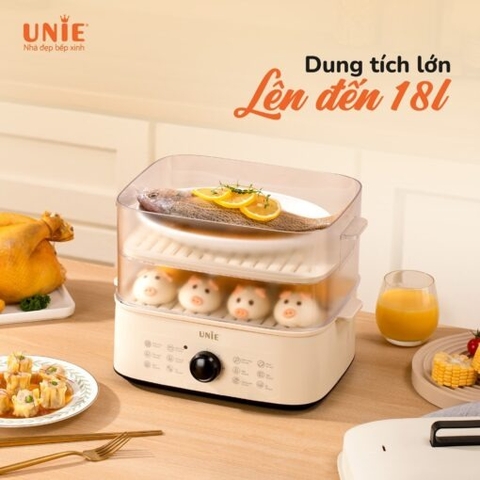 Nồi hấp UNIE UE560 dung tích lớn 18L, 3 tầng hấp, 12 tính năng tiện lợi